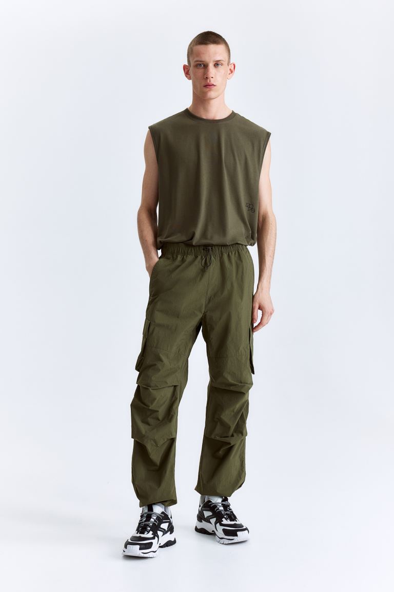 Брюки-Карго с парашютом H&M, зеленый shein ezwear женские тканые широкие брюки со складками и складками темно серый