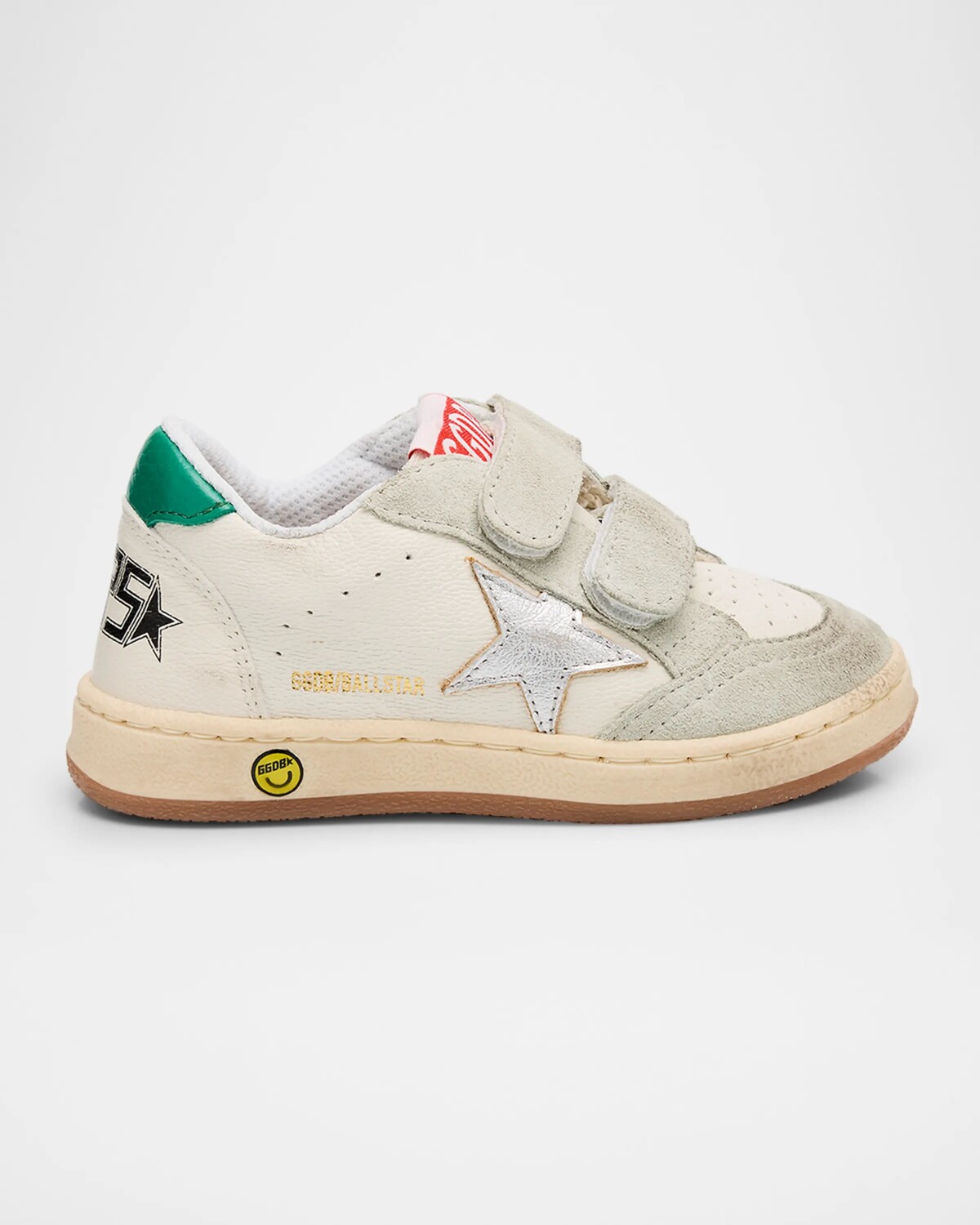 

Детские низкие кожаные кроссовки Ballstar, для малышей/малышей Golden Goose, цвет White/Ice/Silver/Green