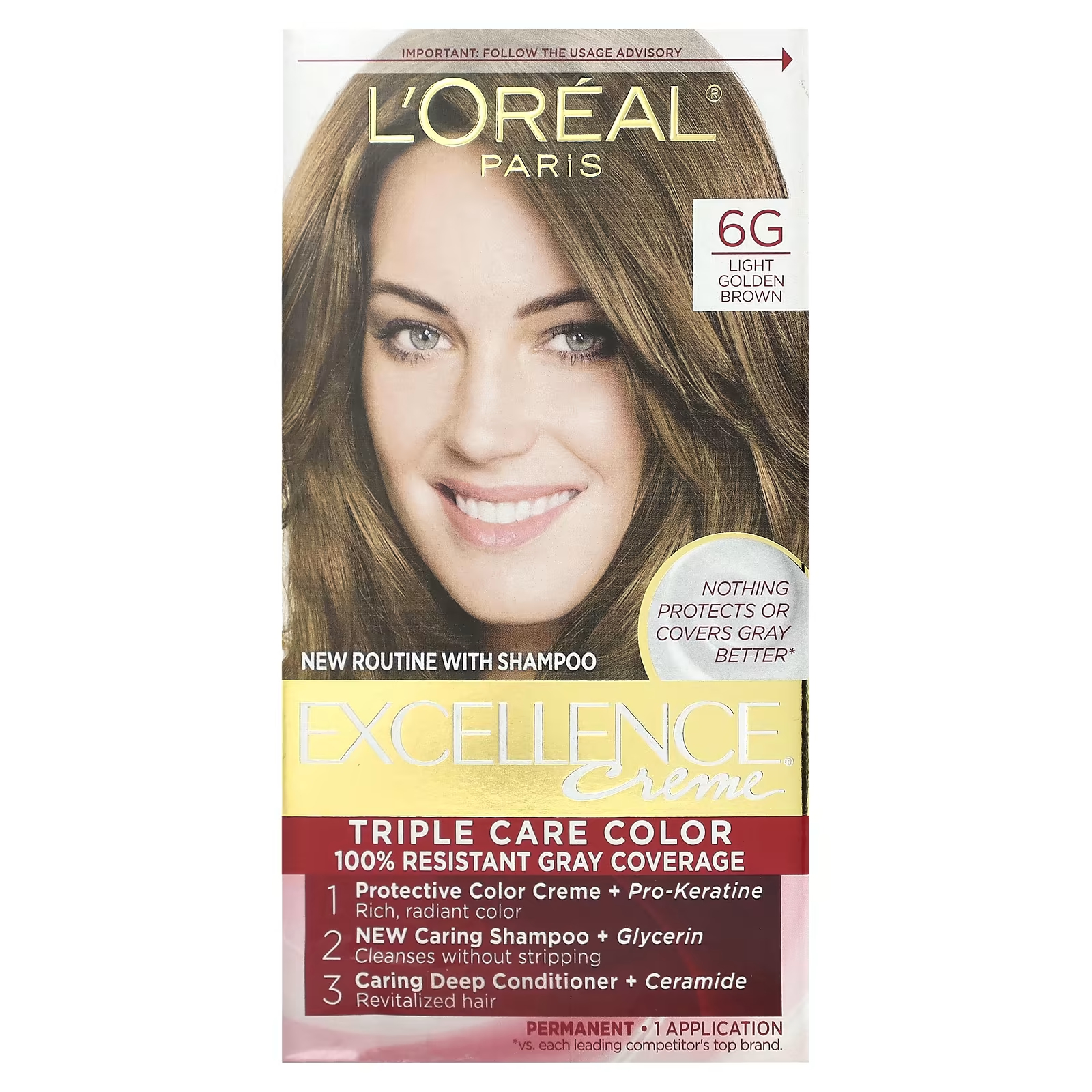 Крем-краска L'Oréal Excellence Creme Triple Care Color 6G светло-золотисто-коричневый