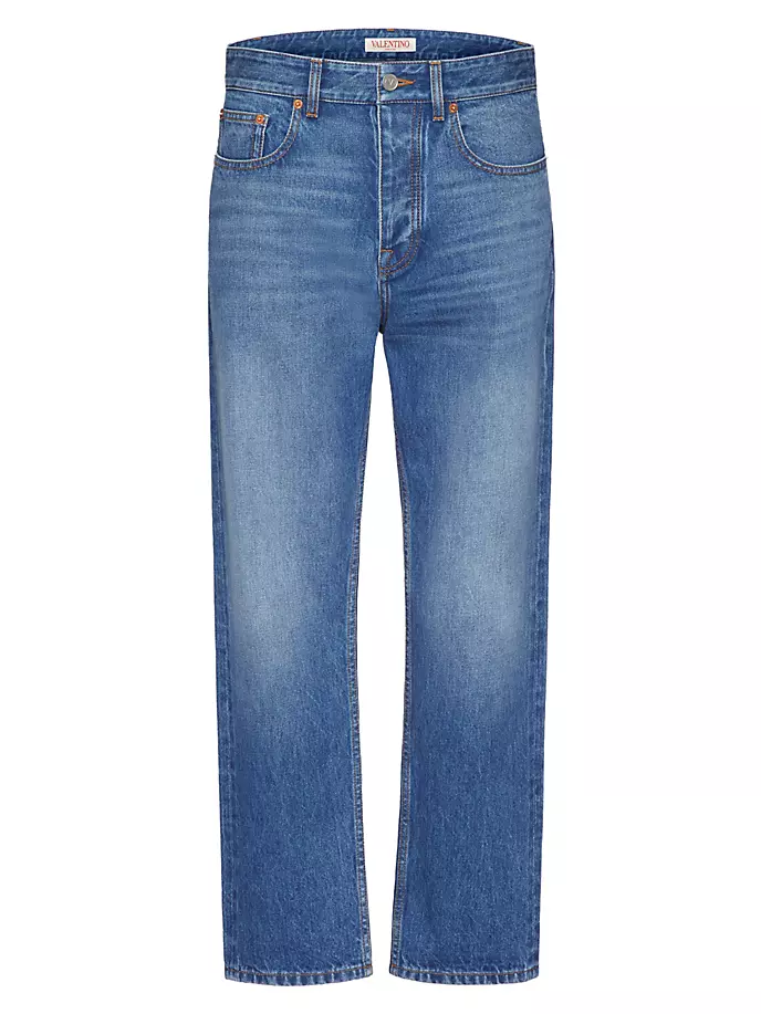 

Джинсовые брюки с тисненым логотипом Valentino Garavani, цвет denim