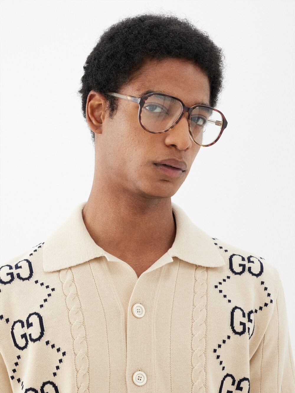 

Очки в ацетатной оправе в d-образной оправе Gucci, коричневый