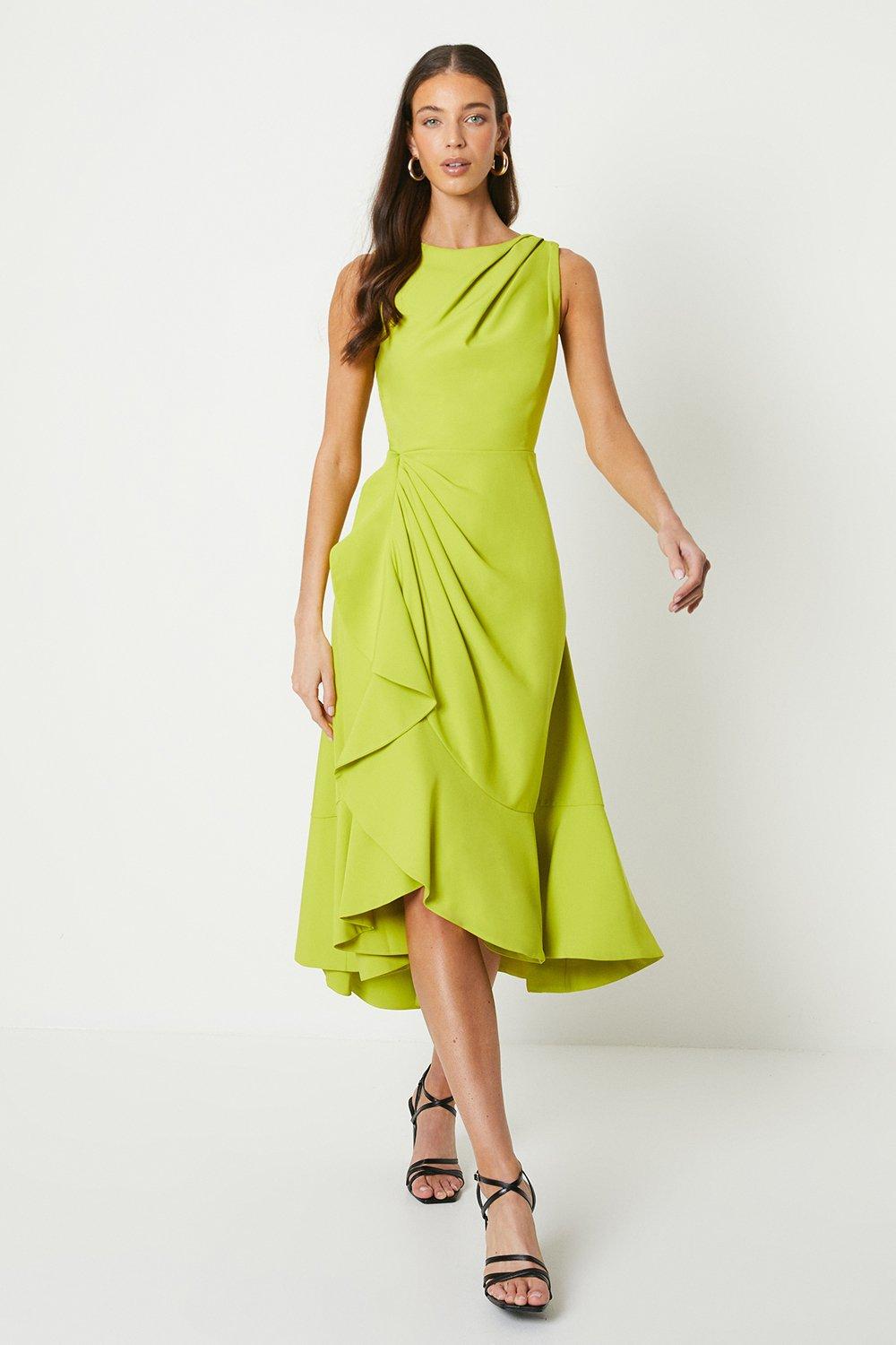 

Платье из крепа с рюшами и низкой спинкой Coast, зеленый
