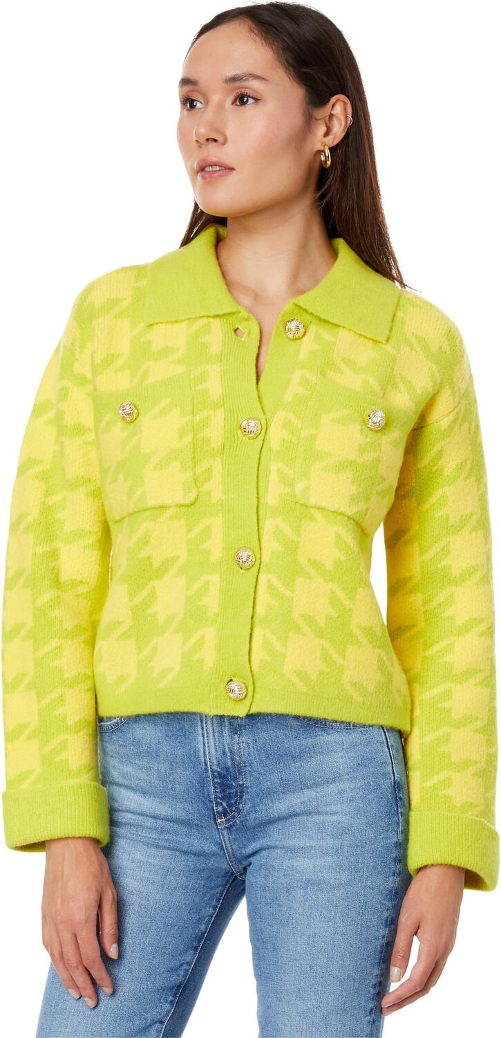 

Свитер Houndstooth Cropped Cardigan English Factory, ярко-розовый