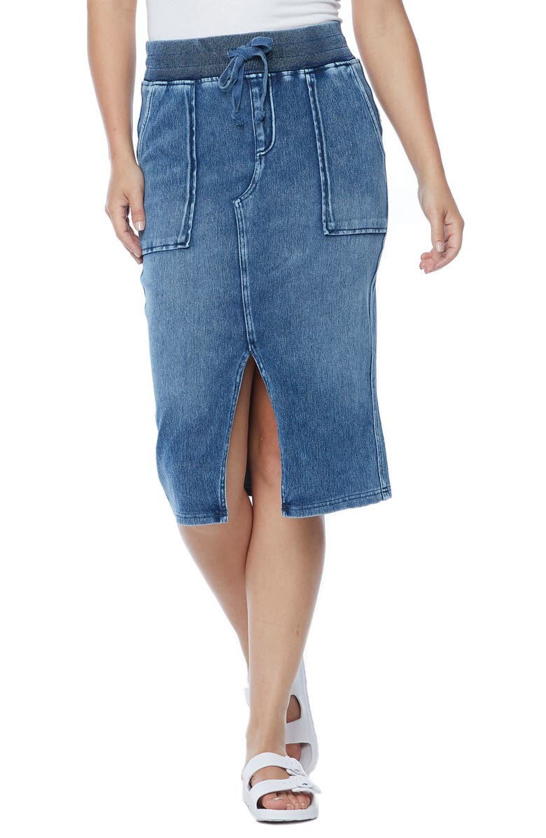 

Джинсовая юбка с разрезом спереди и шнурком WASH LAB DENIM