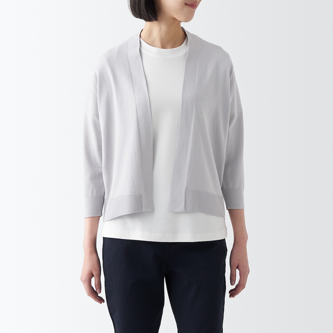 

Короткий кардиган с УФ-разрезом (рукав 3/4) MUJI, светло-серебристо-серый