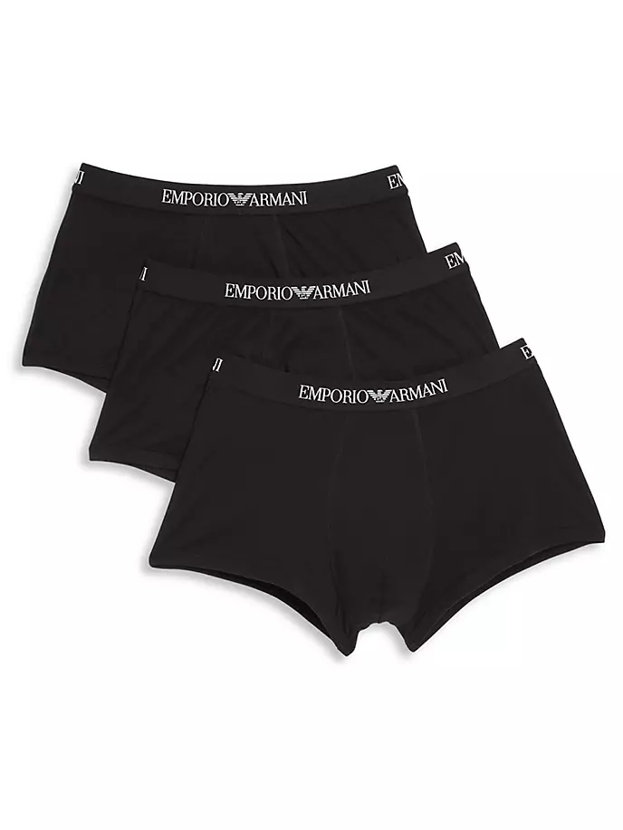 

Тройки плавок из чистого хлопка Emporio Armani, черный