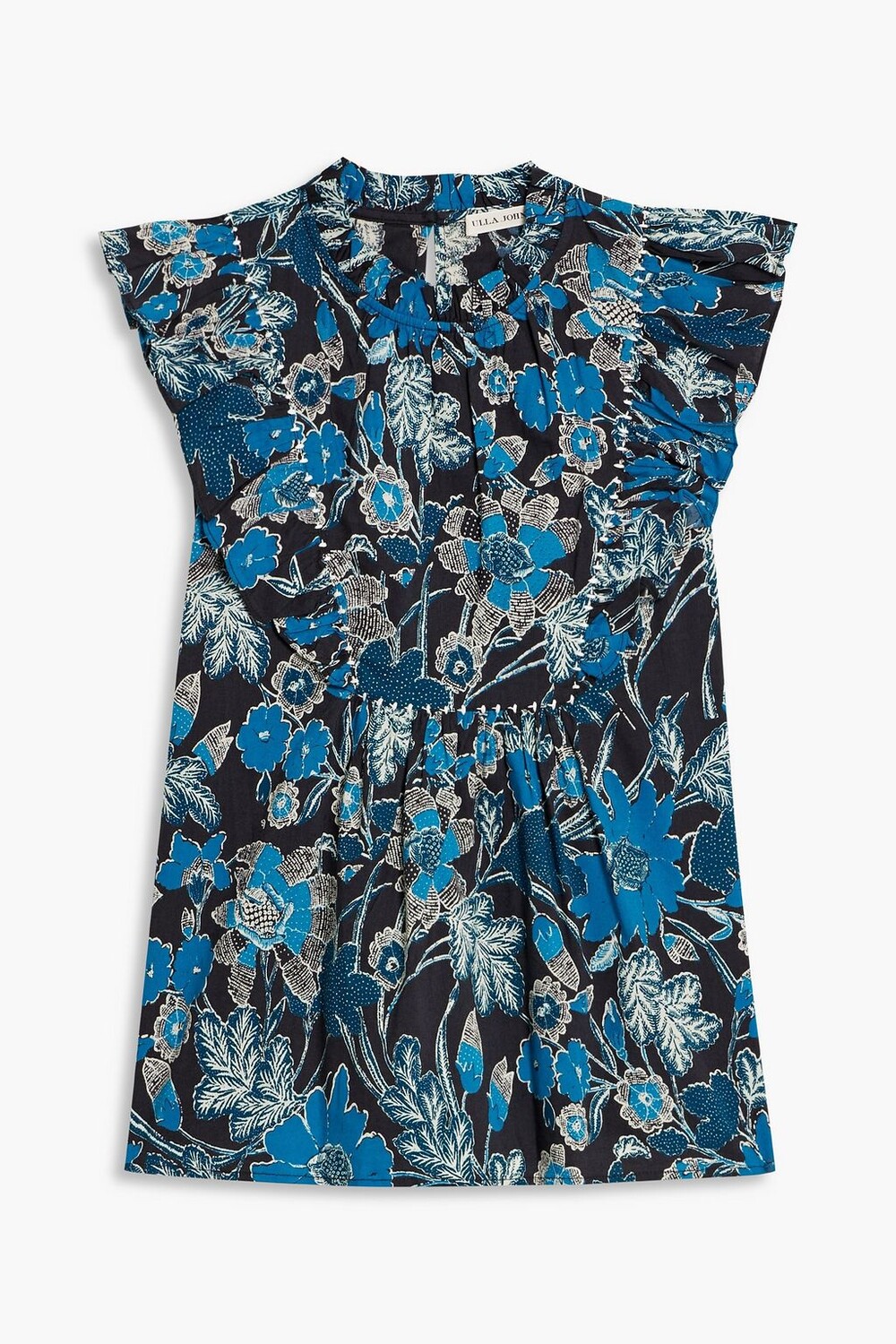 

Топ Ida из вуали с цветочным принтом и оборками ULLA JOHNSON, синий