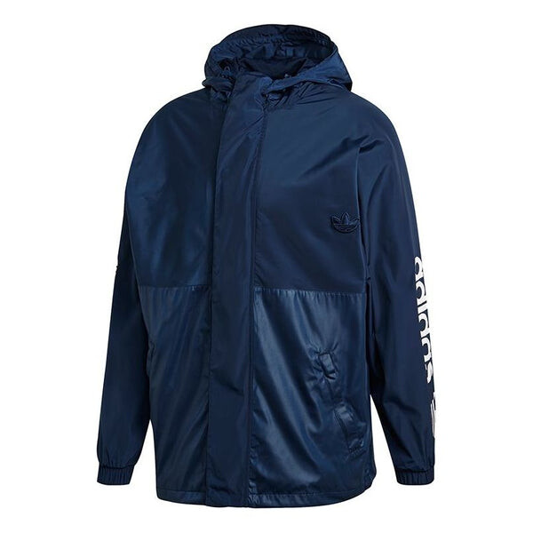 

Куртка adidas originals Regen Windproof hooded Zipper Jacket Navy Blue, синий