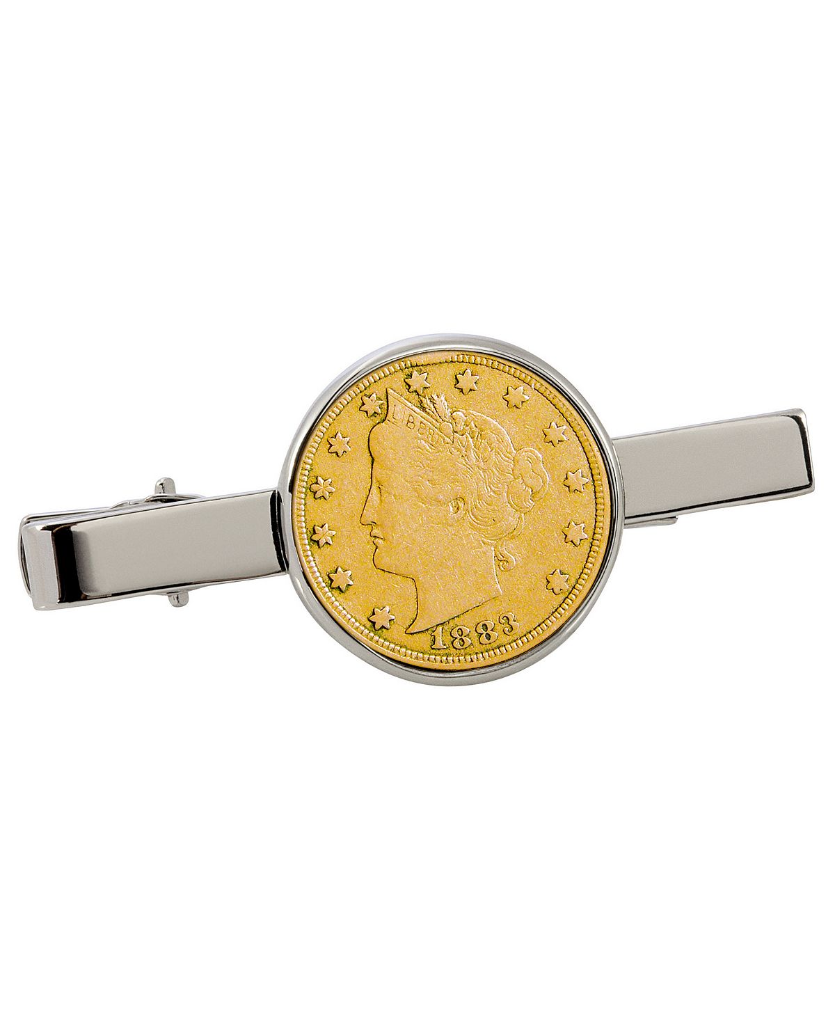 Позолоченный никелевый зажим для галстука для монеты «Свобода» 1800-х годов American Coin Treasures