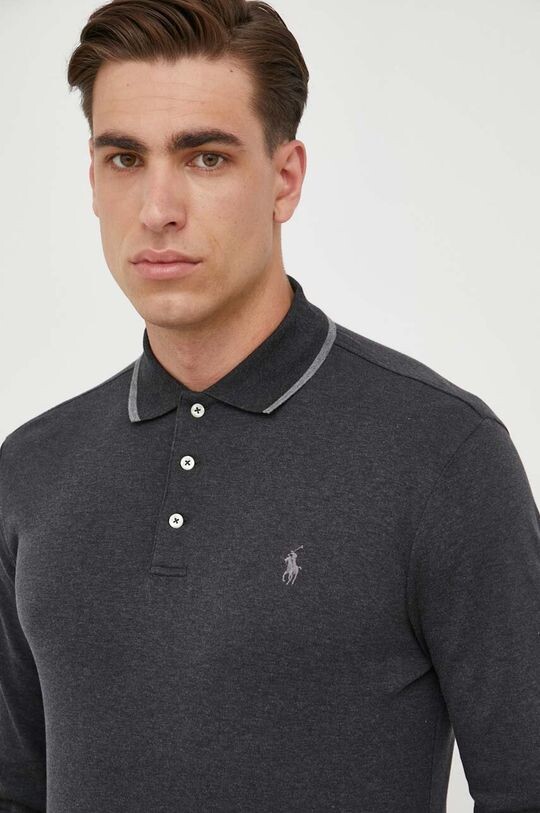 

Хлопковая рубашка с длинными рукавами Polo Ralph Lauren, серый