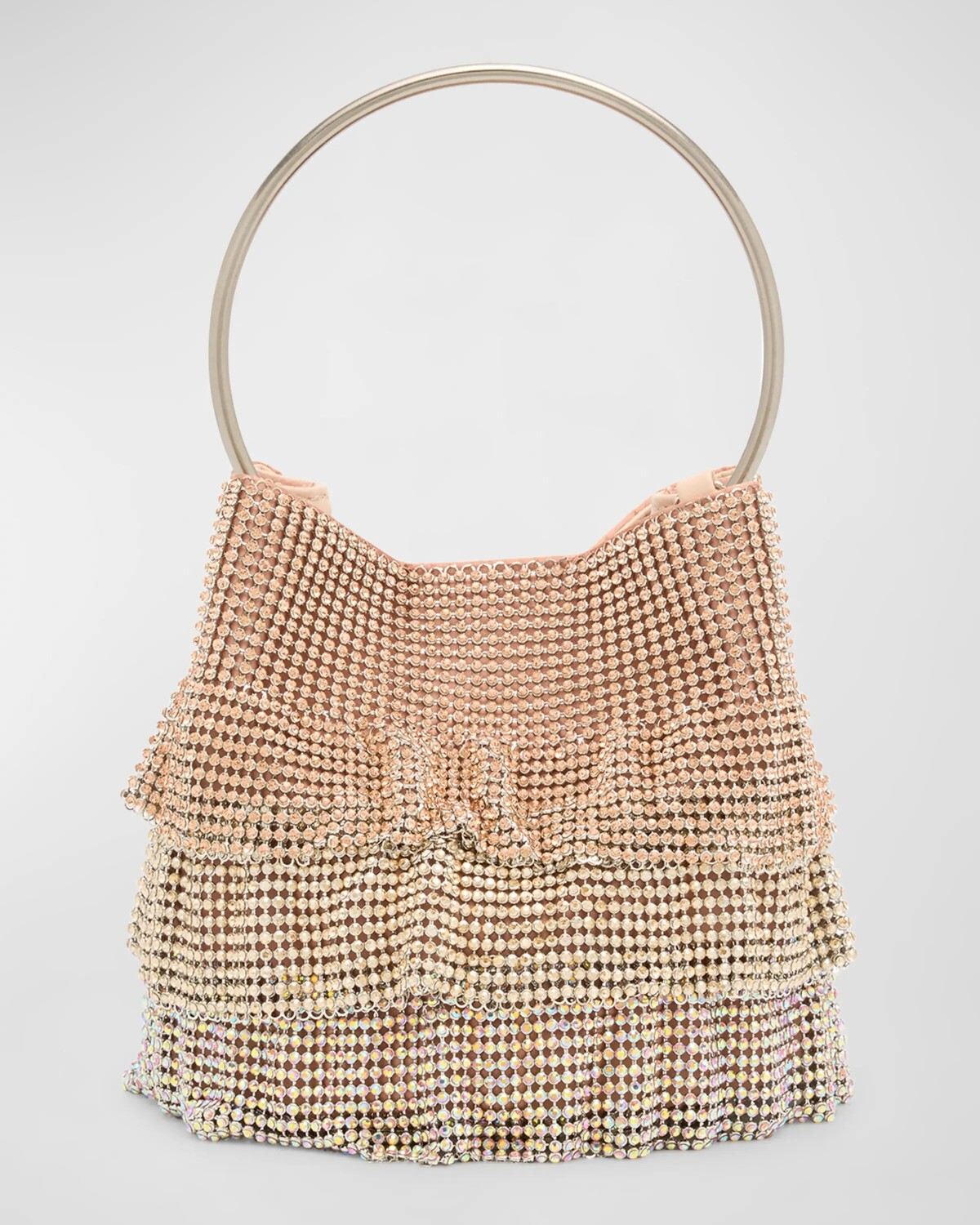

Сумка-ведро с оборками и кристаллами Whiting & Davis, цвет Ombre Pink