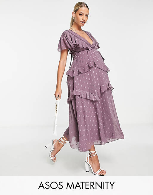 

Сиреневое платье миди с кружевной вставкой и открытой спиной ASOS DESIGN Maternity