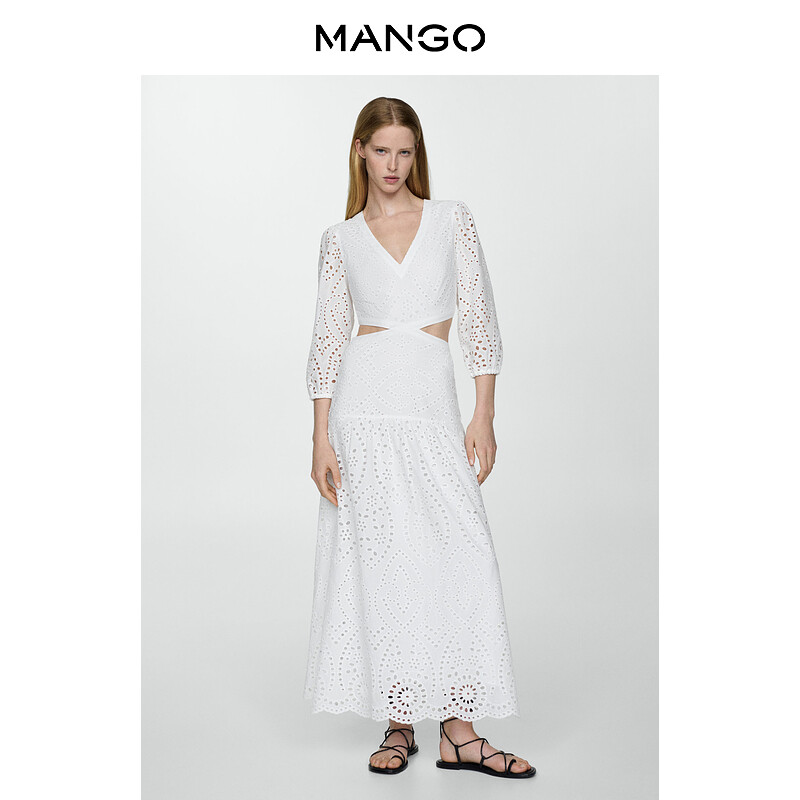 

Женское платье Mango с рукавами три четверти, белый