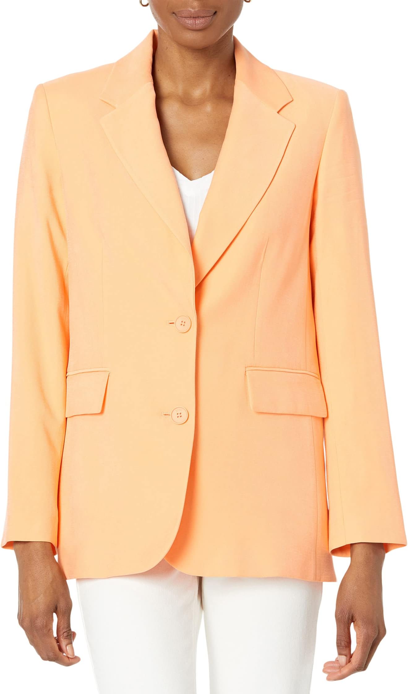 Пиджак на одной пуговице из матового твила DKNY, цвет Canteloupe однотонный пиджак на одной пуговице dkny цвет light fatique