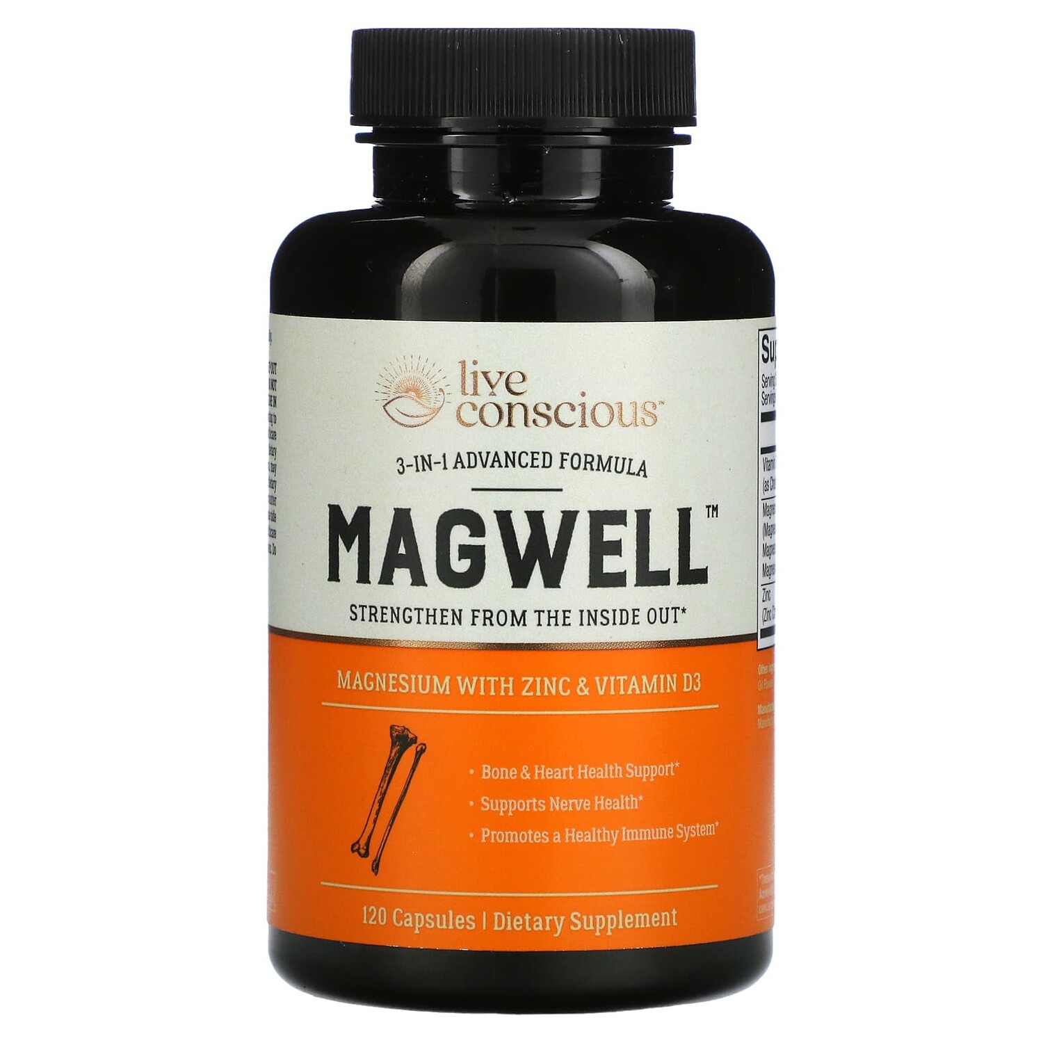 

MagWell, улучшенная формула 3 в 1, 120 капсул, Live Conscious