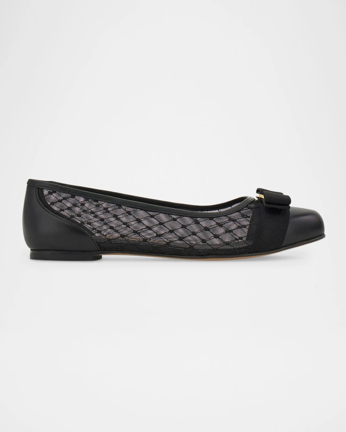 

Балетки Varina с сетчатым бантом Ferragamo, черный