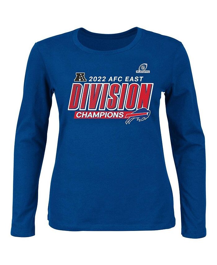 

Женская футболка с длинным рукавом с логотипом Royal Buffalo Bills 2022 AFC East Division Champions Divide and Conquer, большие размеры Fanatics, синий