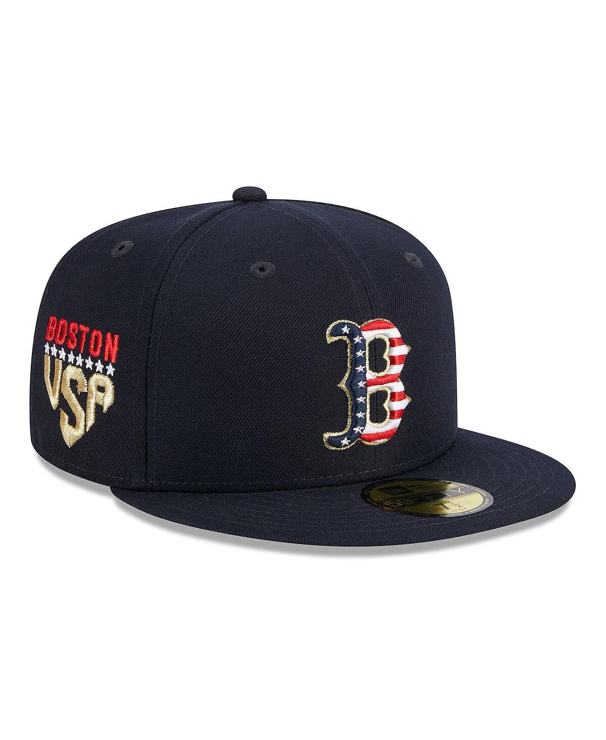 

Мужская темно-синяя бейсболка Boston Red Sox 2023, Четвертое июля 59FIFTY, облегающая шляпа New Era