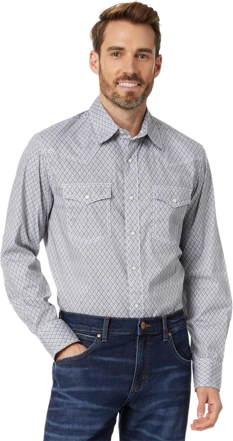 

Рубашка 20X Long Sleeve Advanced Comfort Print Wrangler, серый