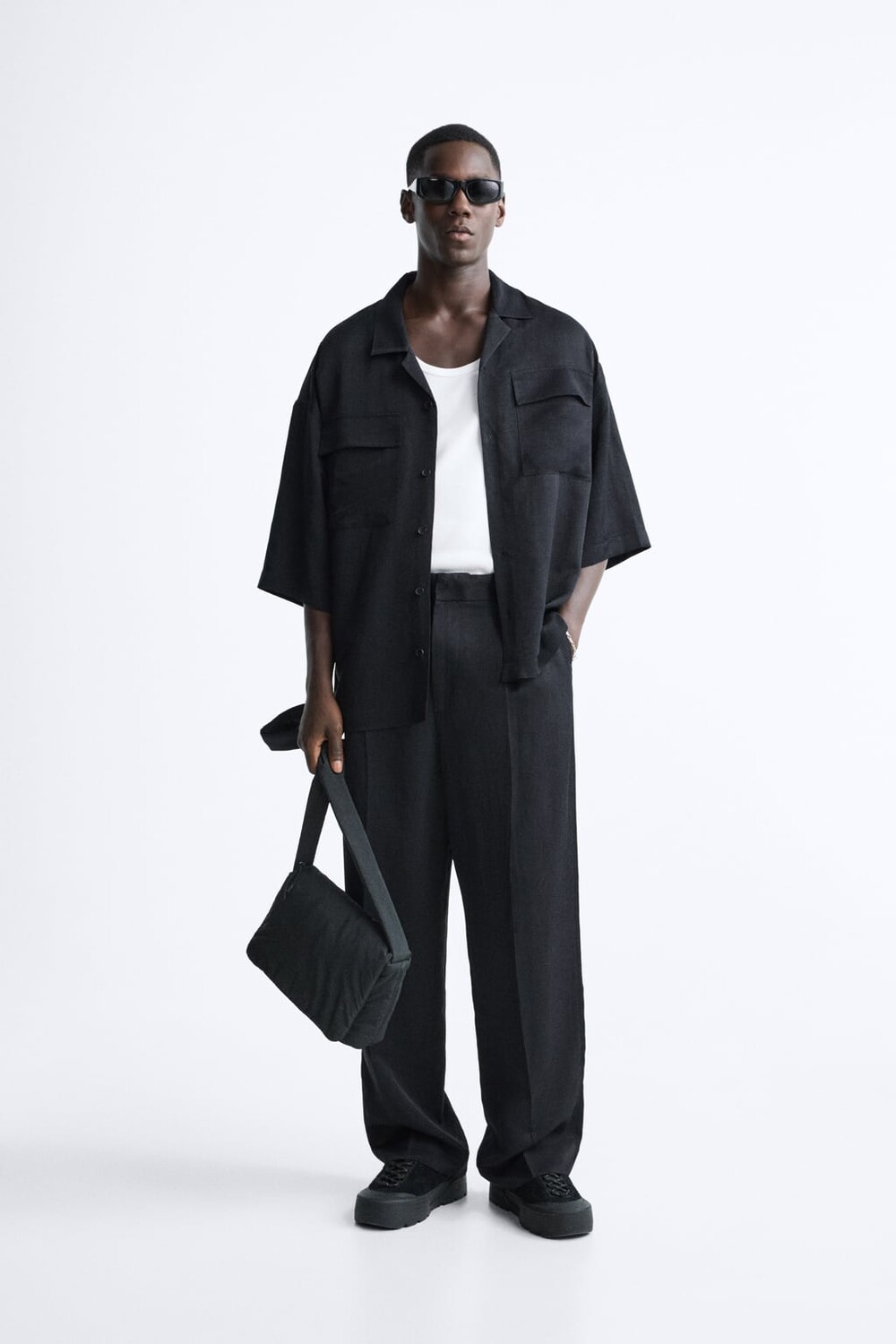 

Рубашка из вискозы и льна ZARA, серый