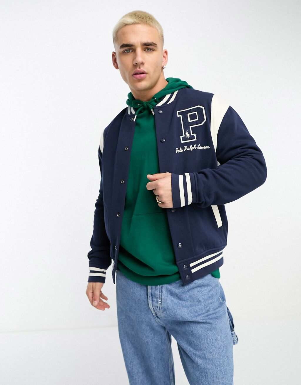 

Темно-синий спортивный бомбер с логотипом Polo Ralph Lauren x ASOS, эксклюзивный совместный университетский вариант