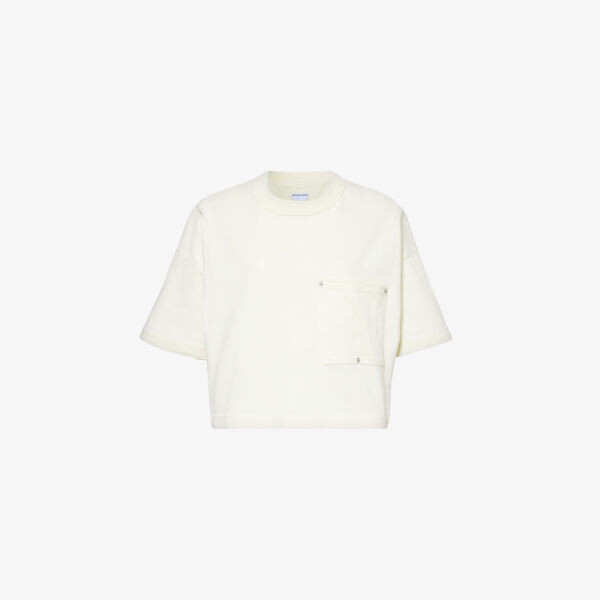 

Укороченная футболка свободного кроя из хлопкового джерси Bottega Veneta, цвет chalk