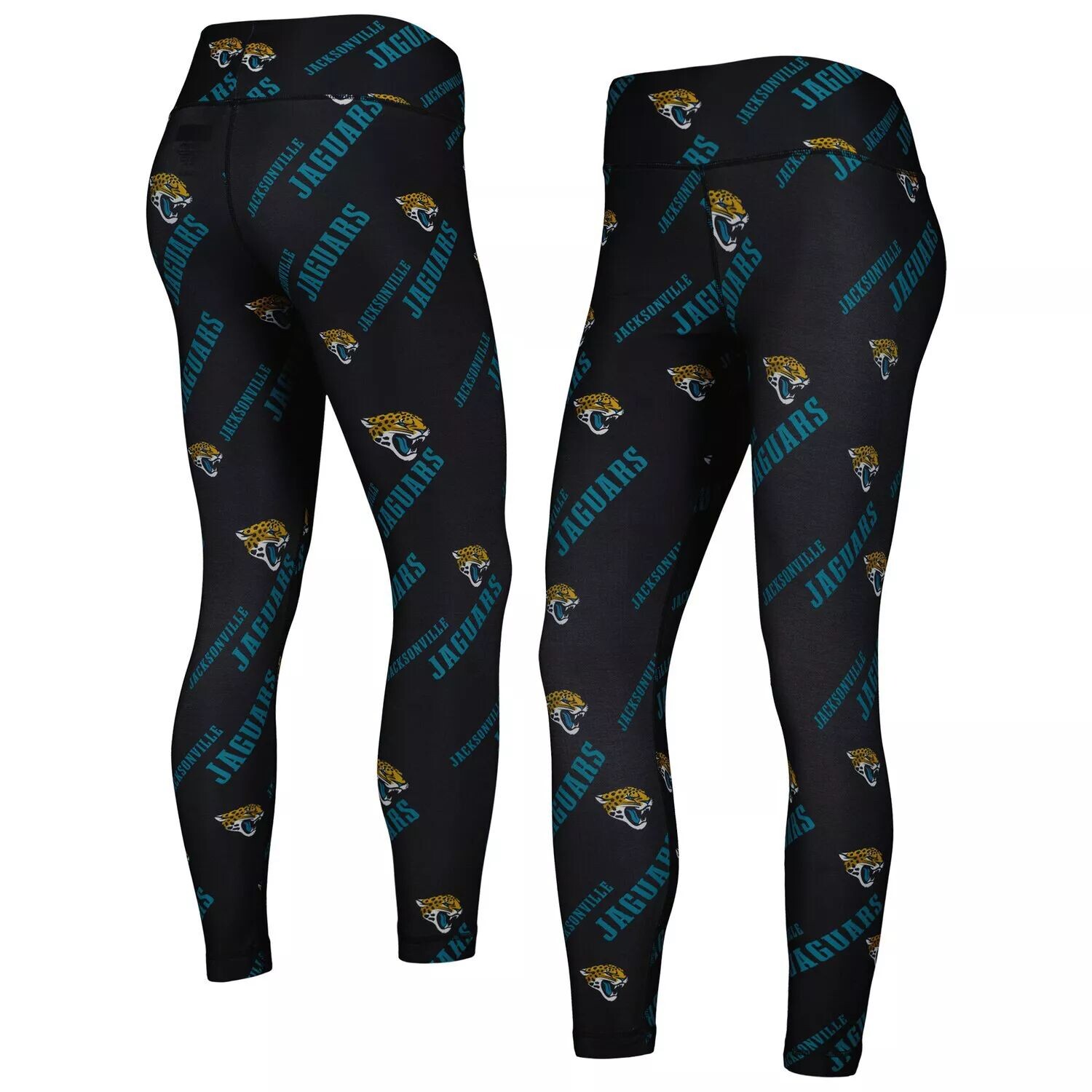 

Женские спортивные леггинсы Concepts Black Jacksonville Jaguars с революционным принтом по всей поверхности