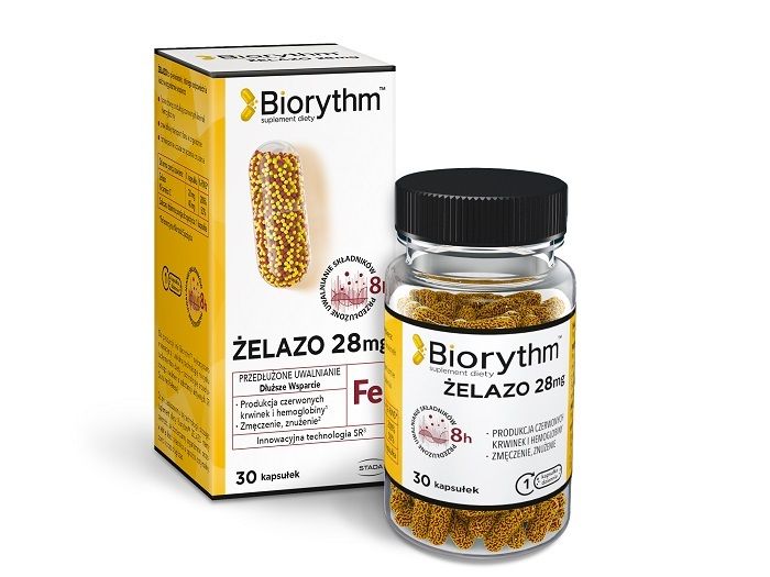 Железо в капсулах Biorythm Żelazo 28 mg, 30 шт sfd żelazo plus препарат содержащий железо и ингредиенты улучшающие его усвоение 60 шт