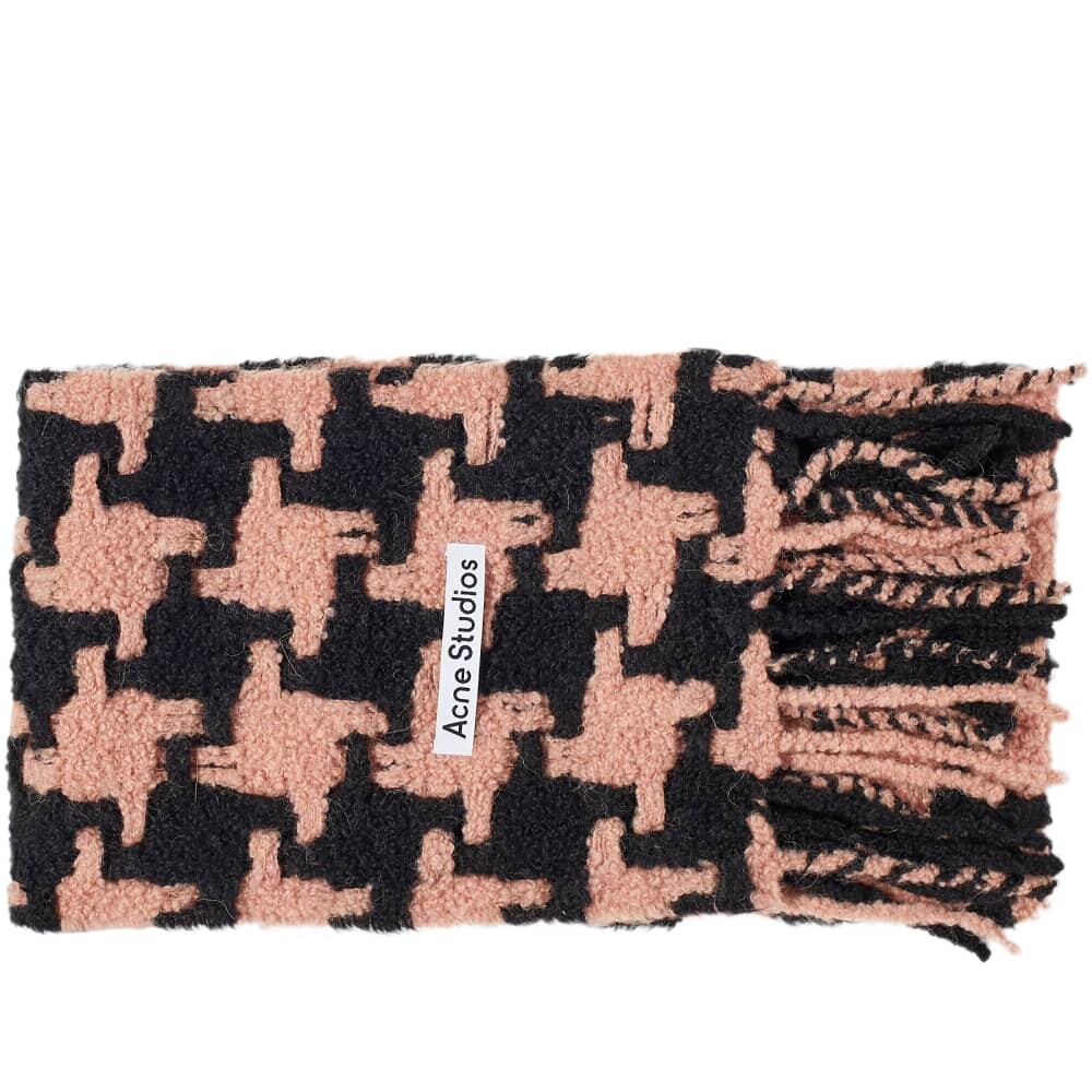 

Acne Studios Vadik Шарф с узором «гусиные лапки», черный/розовый