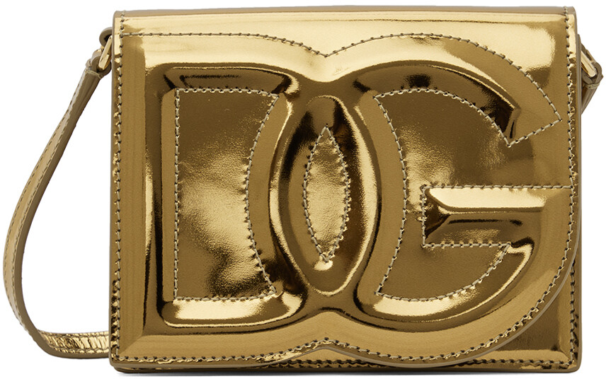 

Золотая маленькая сумка с логотипом DG Dolce & Gabbana