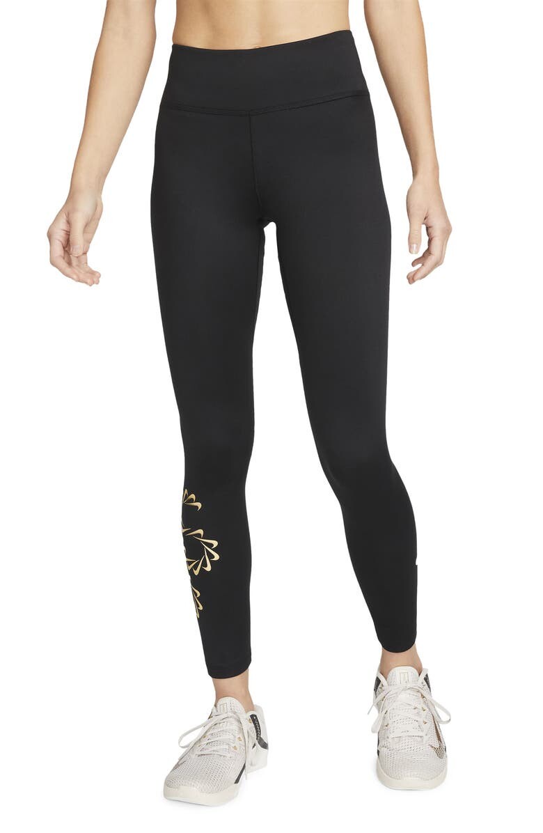 

Тренировочные леггинсы Therma-FIT One с рисунком NIKE, черно-белый