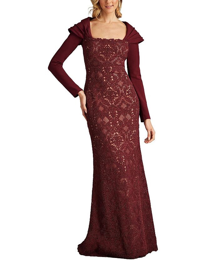 

Платье с вышитым портретным воротником Tadashi Shoji Ambar, красный