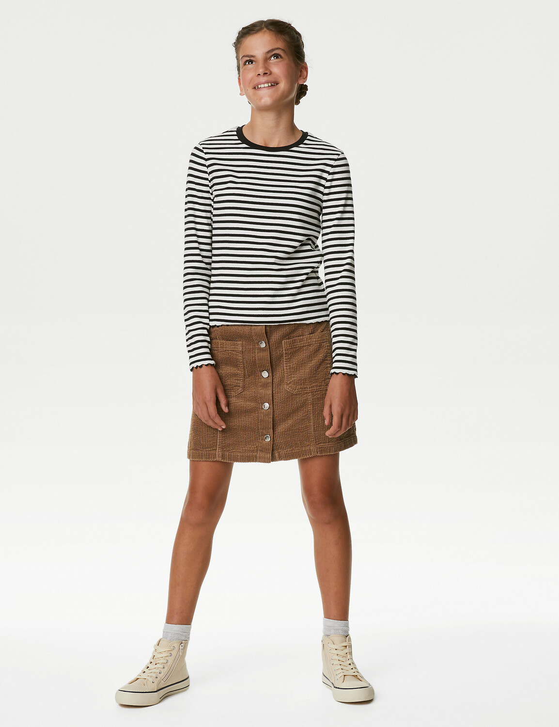 

Юбка из чистого хлопка (6–16 лет) Marks & Spencer, коричневый