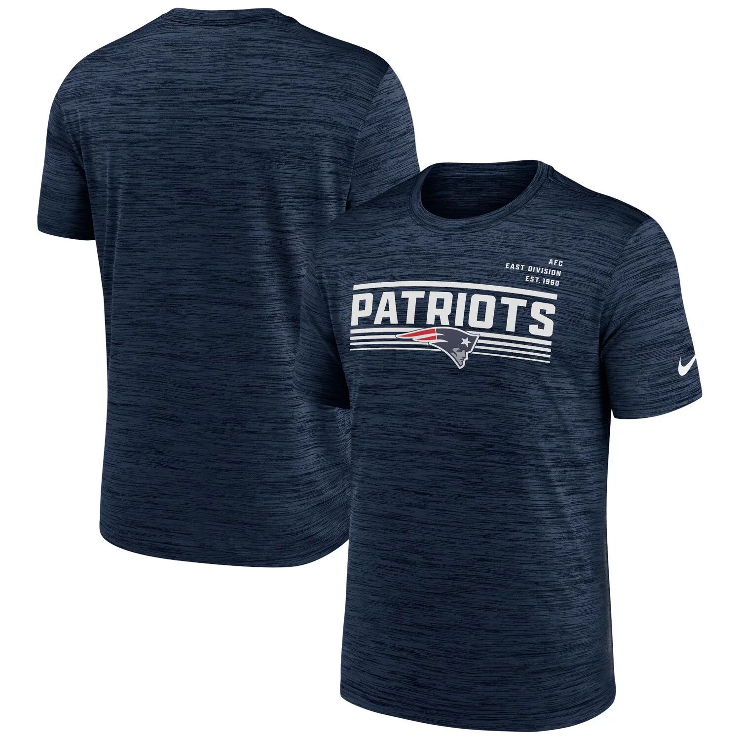 Мужская темно-синяя футболка New England Patriots Yardline Velocity Performance Nike