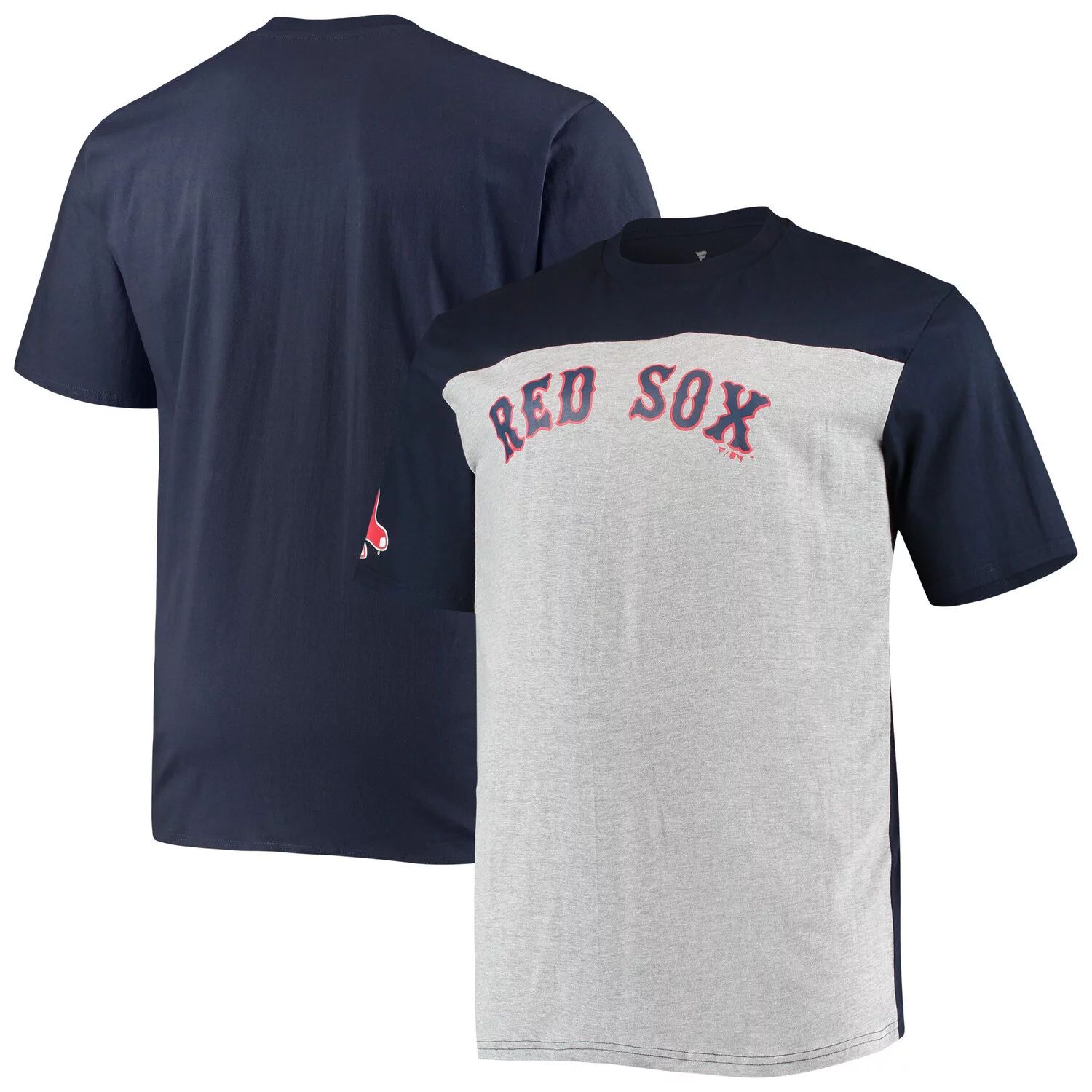 Мужская фирменная темно-синяя/серая футболка с цветными блоками Boston Red Sox Big & Tall Fanatics