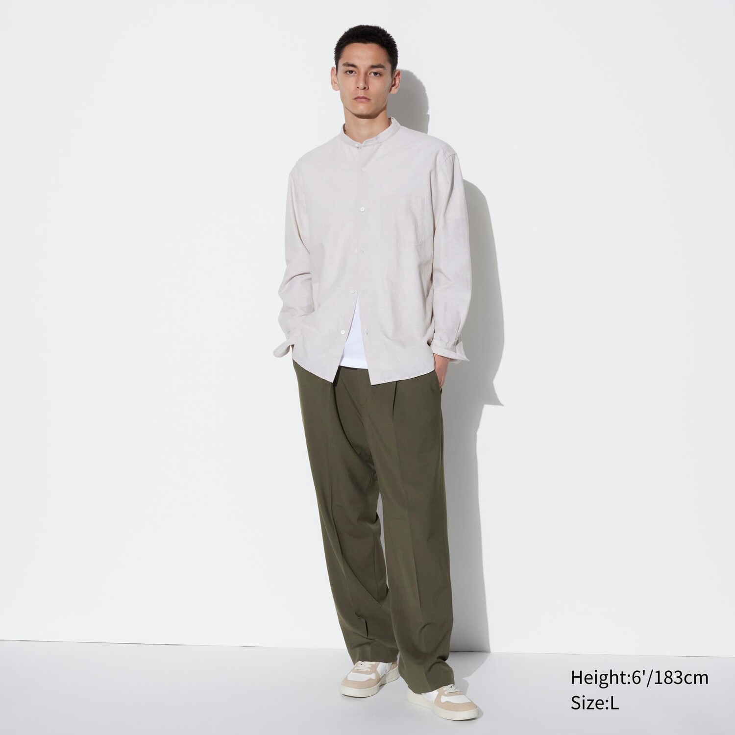 

Брюки с широкими зажимами UNIQLO, оливковый