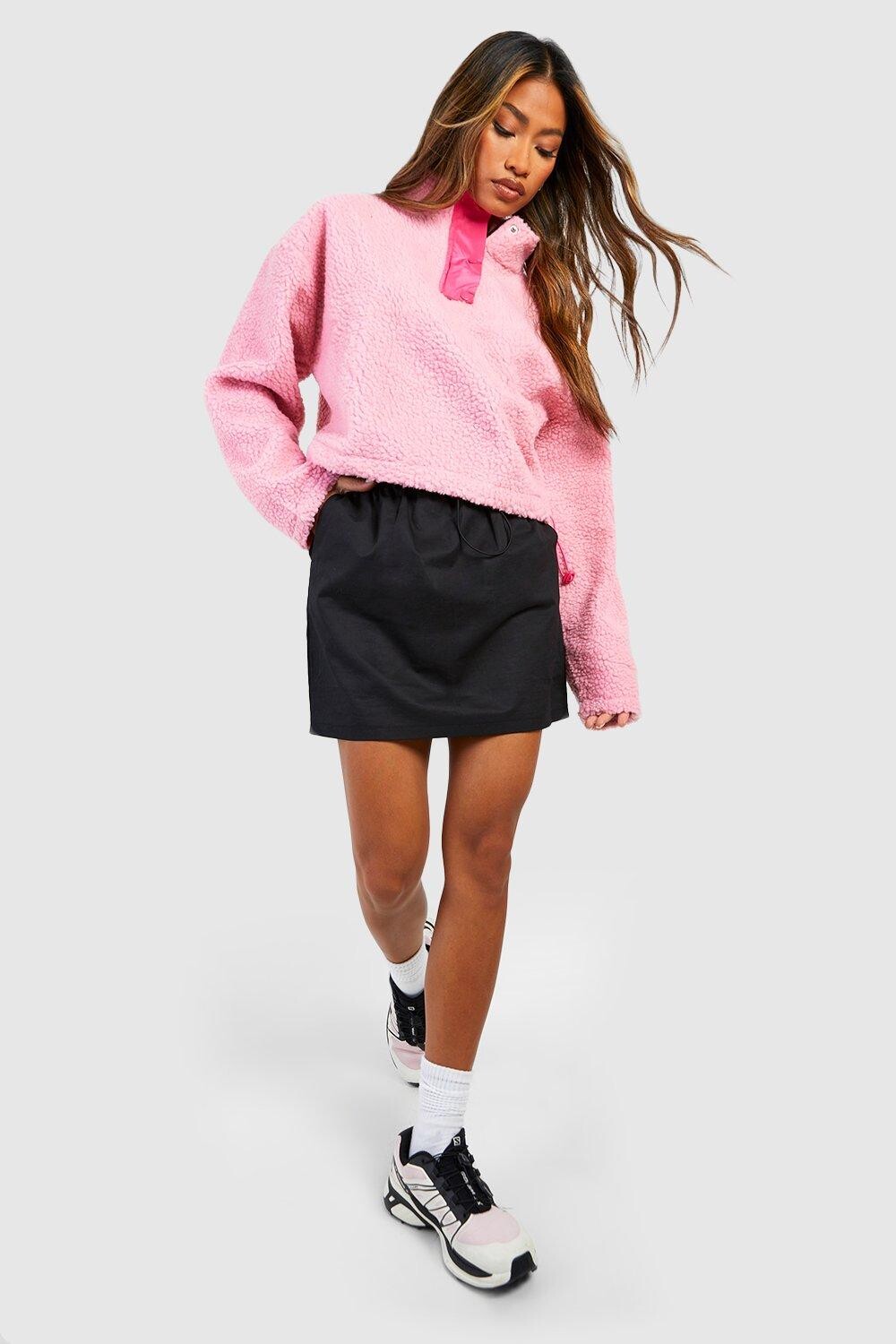 

Куртка Тедди с деталями Toggle boohoo, розовый