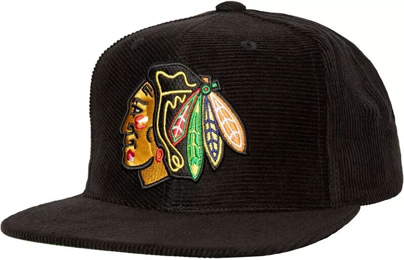 

Винтажная шляпа Snapback Mitchell & Ness для взрослых Chicago Blackhawks с боковой нашивкой