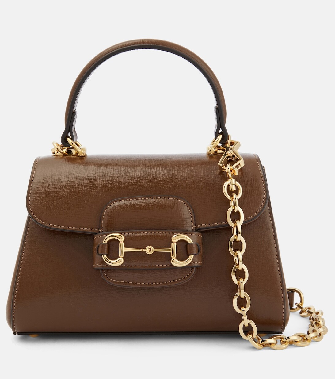 

Кожаная сумка-тоут Horsebit 1955 Mini Gucci, коричневый