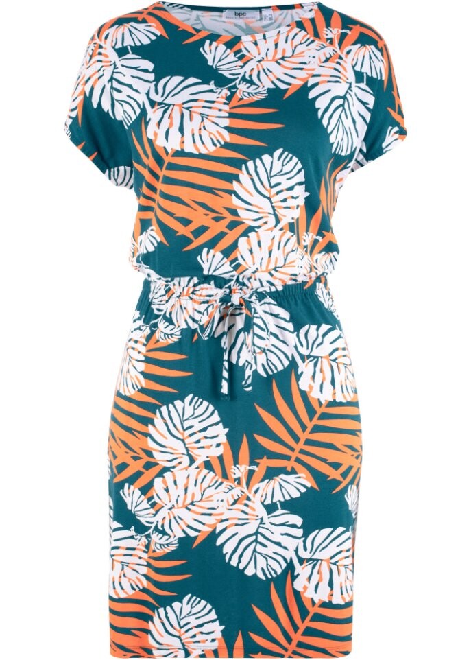 

Короткое летнее трикотажное платье с завязками Bpc Bonprix Collection, синий