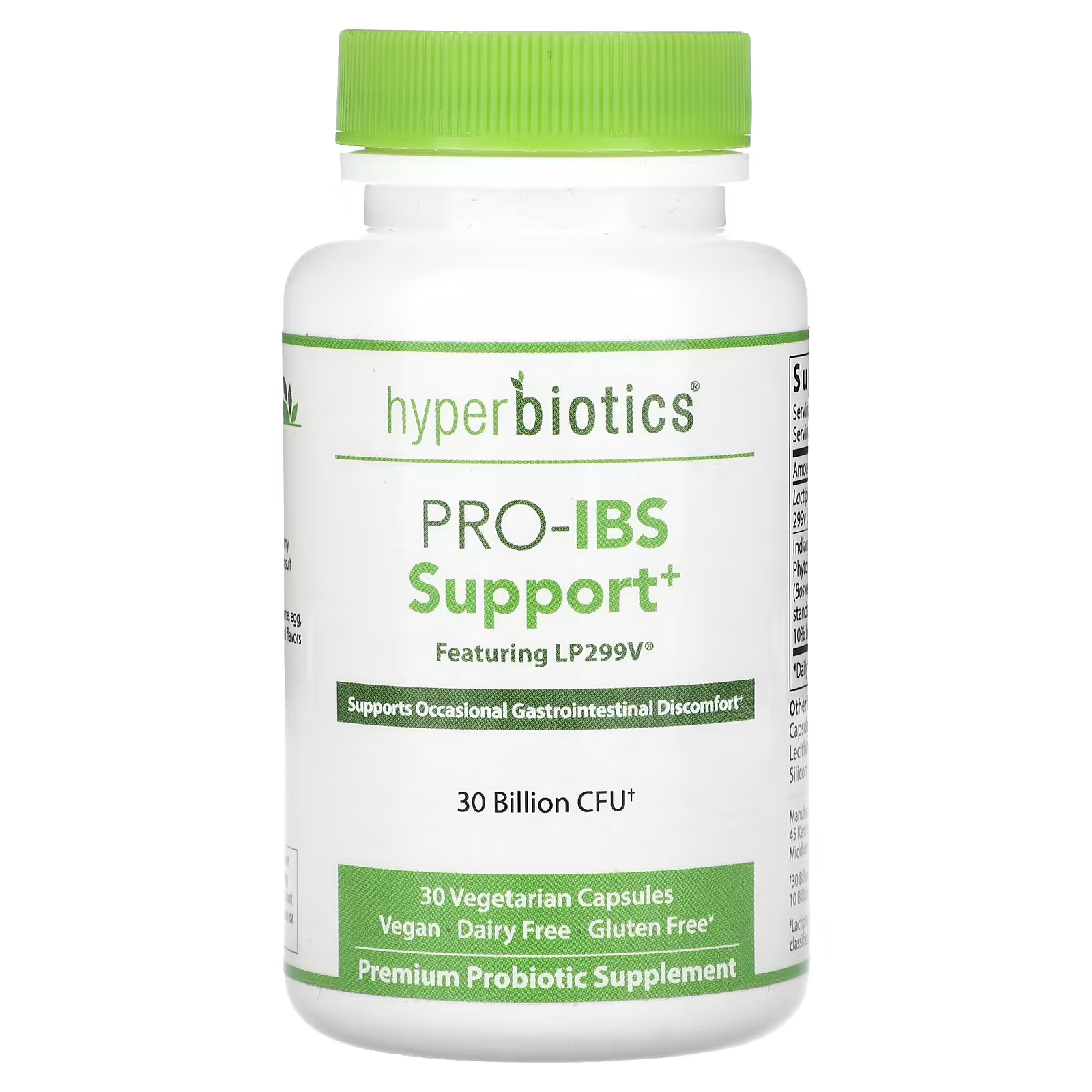Hyperbiotics Pro-IBS Support 30 миллиардов КОЕ, 30 вегетарианских капсул culturelle ibs complete support 28 пакетов по 5 5 г 0 19 унции каждый