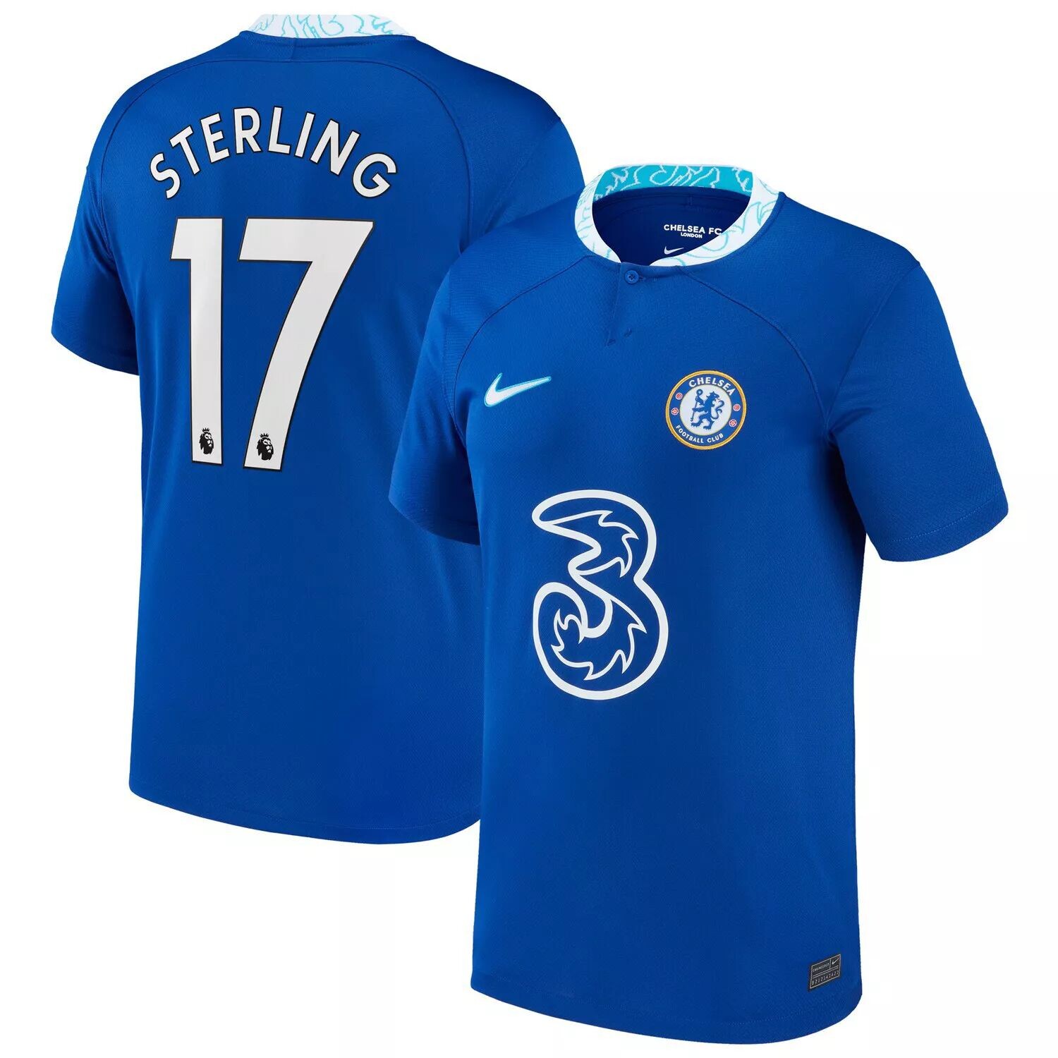 

Мужская футболка Raheem Sterling Blue Chelsea 2022/23 Home Breathe Stadium Replica Player Джерси Nike