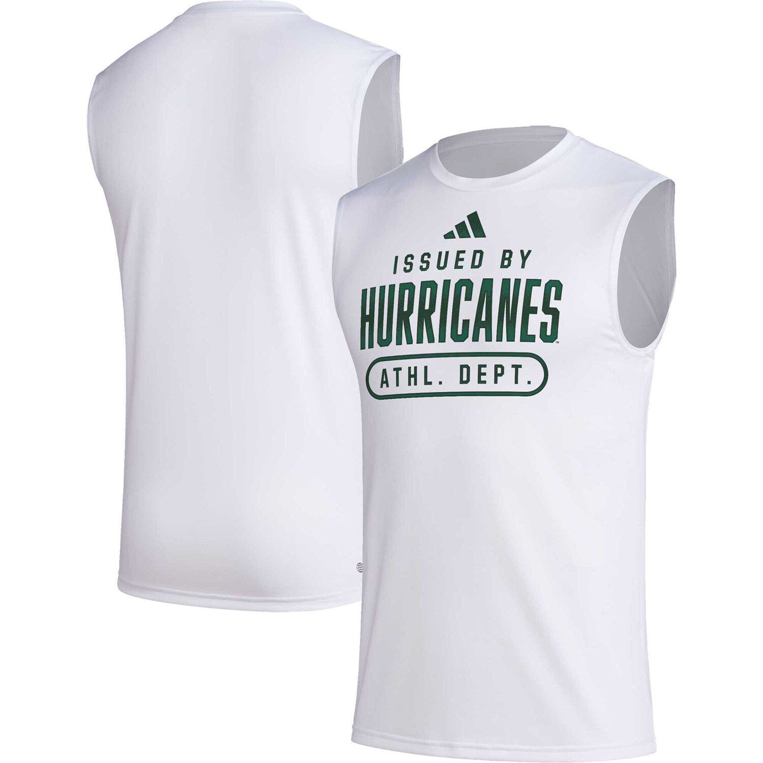 

Мужская белая майка Miami Hurricanes Sideline AEROREADY Pregame adidas, Белый