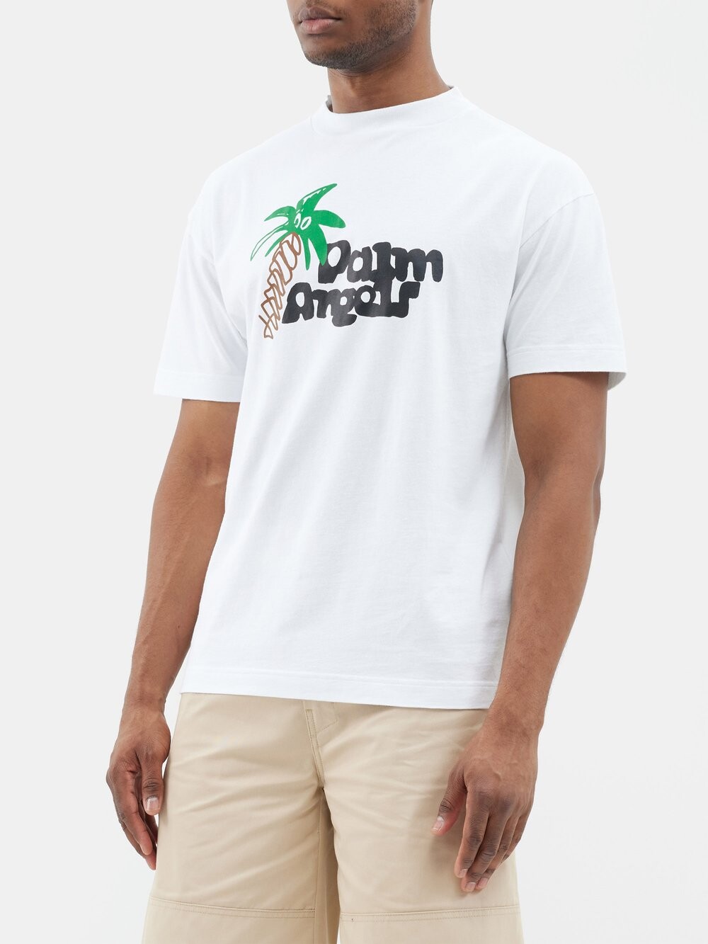 

Футболка из хлопкового джерси с рисунком Palm Angels, белый
