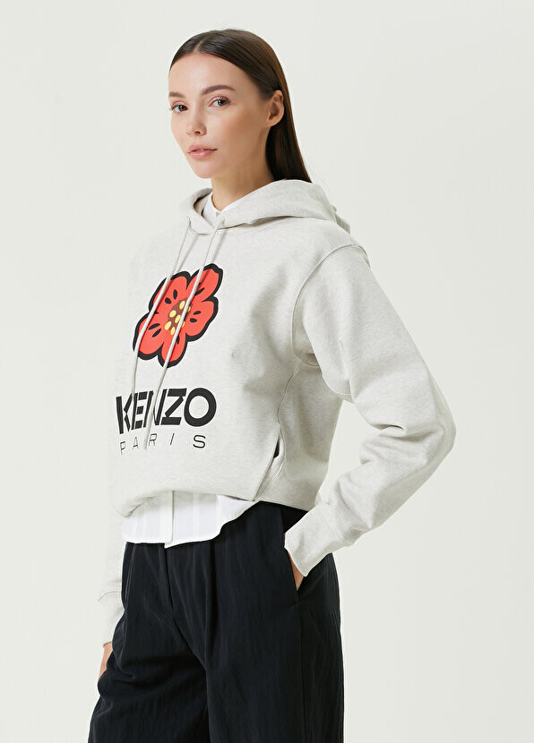 

Серая толстовка с капюшоном и логотипом Kenzo, Серый