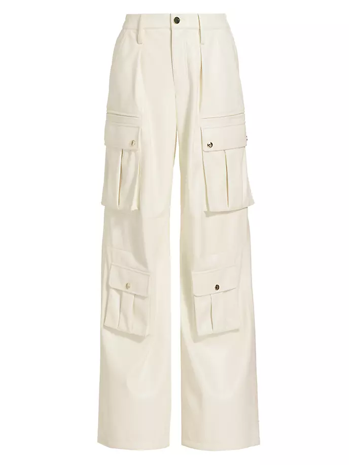 

Брюки карго из веганской кожи Joette с низкой посадкой Alice + Olivia, цвет off white