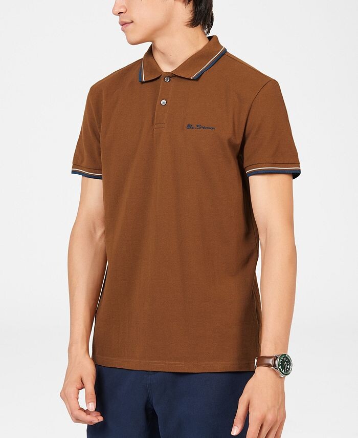 

Мужская фирменная рубашка поло с коротким рукавом Ben Sherman, коричневый