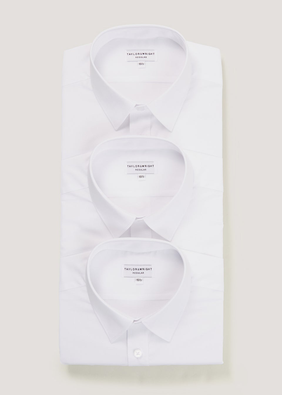 Taylor & Wright Набор из 3 белых рубашек стандартного кроя, не требующих особого ухода, , белый