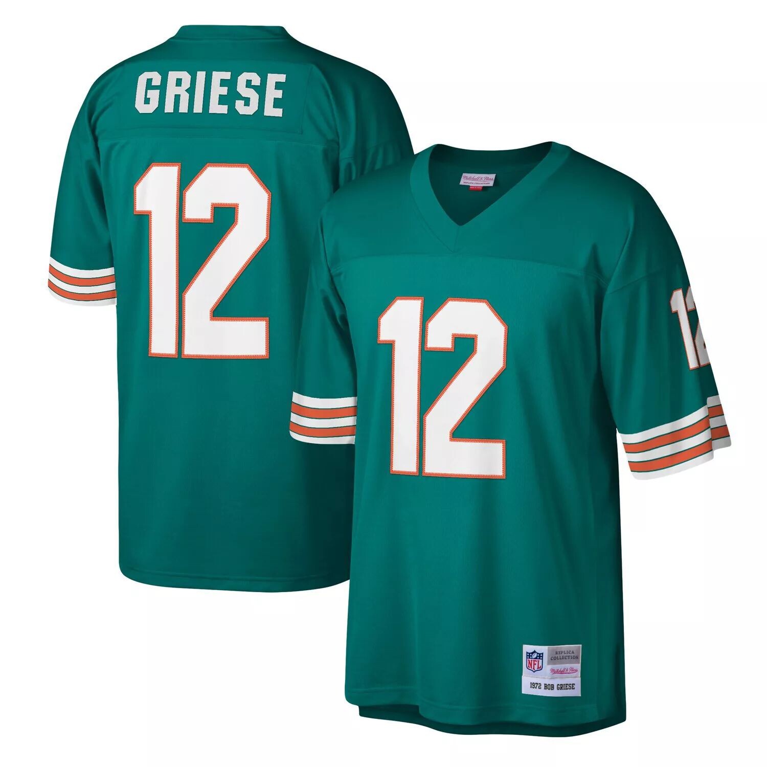 

Мужская футболка Mitchell & Ness Bob Griese Aqua Miami Dolphins 1972 Legacy Replica Джерси