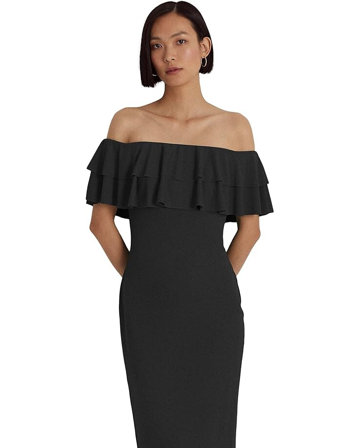 

Платье LAUREN Ralph Lauren Jersey Off-the-Shoulder Cocktail Dress, черный